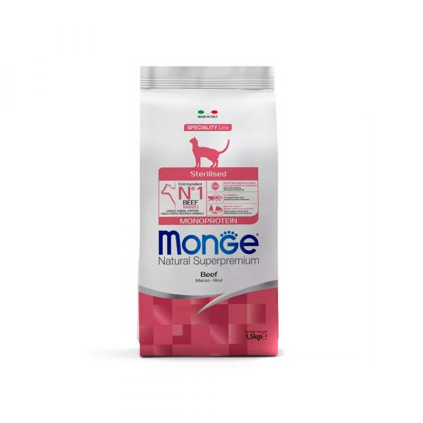 Monge Cat Monoprotein Sterilised Сухой корм для стерилизованных кошек, Говядина 1.5кг