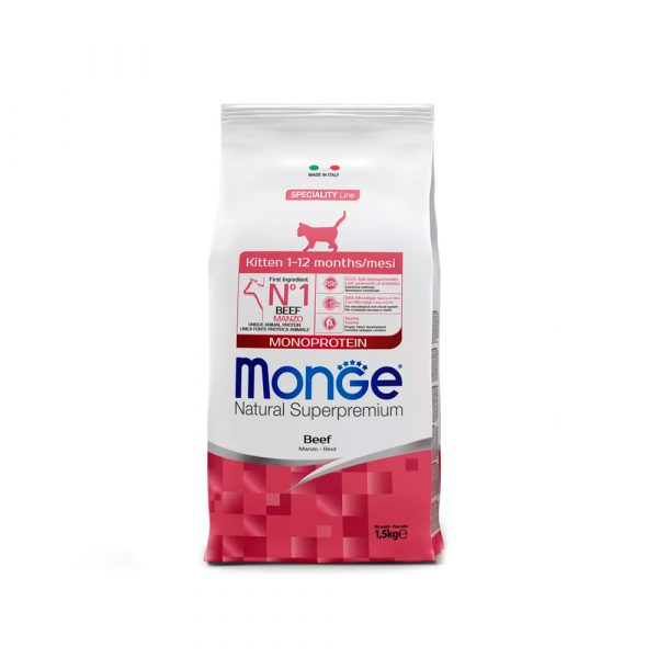 Monge Cat Speciality Line Monoprotein Сухой корм для котят и беременных кошек, Говядина 1.5кг