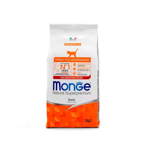Monge Cat Speciality Line Monoprotein Сухой корм для котят и беременных кошек, Утка 1.5кг
