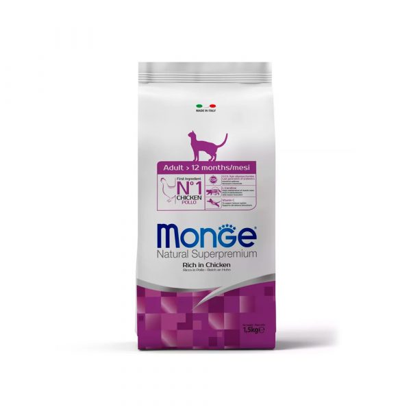 Сухой корм Monge Cat Daily Line для взрослых кошек, из курицы 1,5 кг