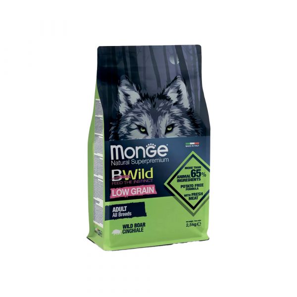 Monge Dog BWild Low Grain Сухой низкозерновой корм для собак всех пород, мясо Дикого Кабана 2.5кг