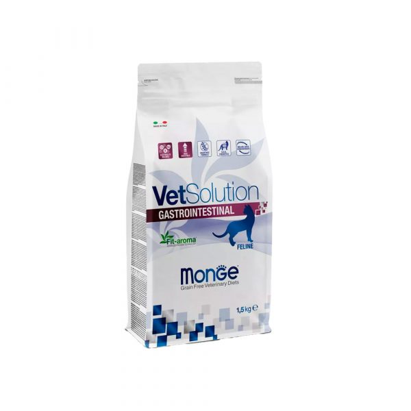 Ветеринарная диета Monge VetSolution Cat Gastrointestinal гастро интестинал для кошек при заболеваниях ЖКТ 1,5 кг