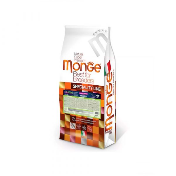 Monge Dog BWild Low Grain Сухой низкозерновой корм для собак всех пород, мясо Дикого Кабана 15 кг