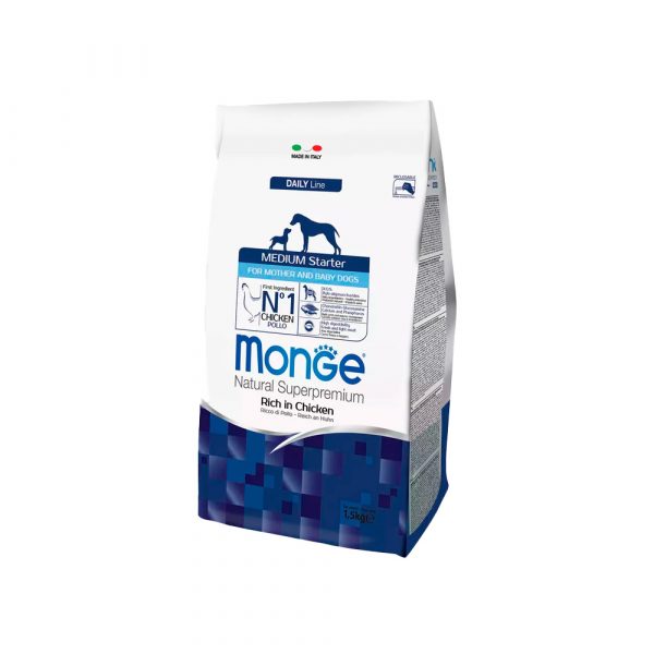 Сухой корм Monge Dog Daily Line Medium Starter для щенков средних пород, из курицы 1,5 кг