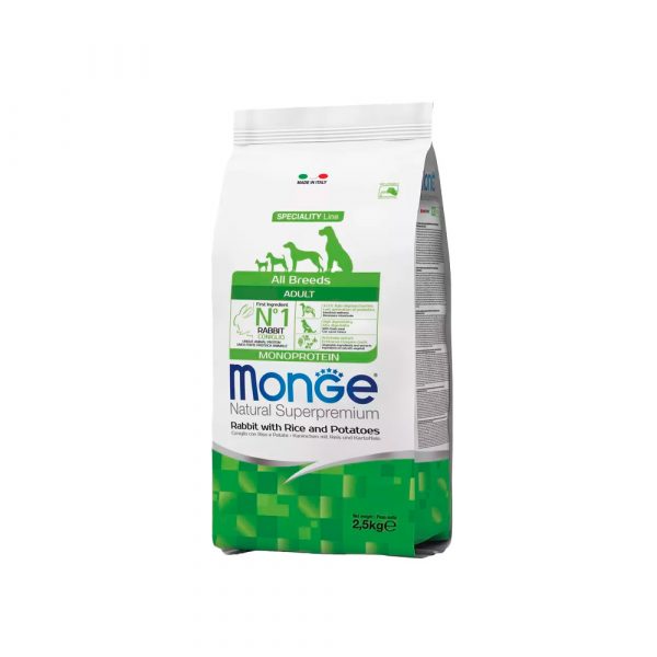 Сухой корм Monge Dog Speciality Line Monoprotein для взрослых собак всех пород,из кролика с рисом и картофелем 2,5 кг