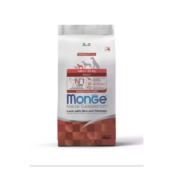 Сухой корм Monge Dog Speciality Line Monoprotein Mini для взрослых собак мелких пород, из ягненка с рисом и картофелем 2,5 кг