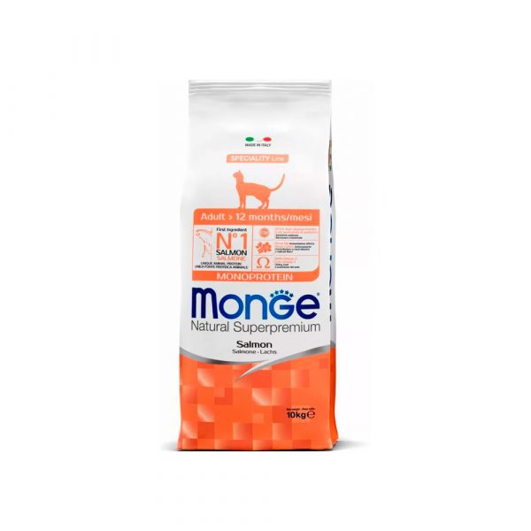 Сухой корм Monge Cat PFB Speciality Line Monoprotein, для взрослых кошек, из лосося 10 кг