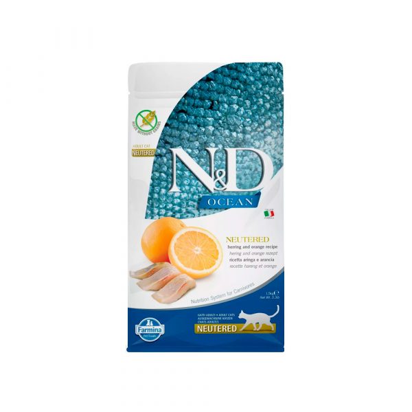 Farmina Н&Д Кэт Океан Ньютеред Cельдь/апельсин 1,5кг/N&D Cat Okean Herring&Orange Neutered Adult 1,5kg