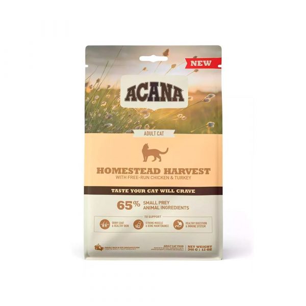 ACANA HOMESTEAD HARVEST CAT 0,340кг- низкозерновой корм для кошек с курицей и индейкой