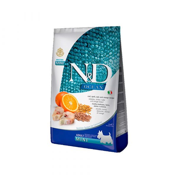 Эдалт МИНИ треска и апельсин,спельта ОКЕАН / N&D Ocean Dog Codfish & Orange,Spelt Adult MINI 2,5