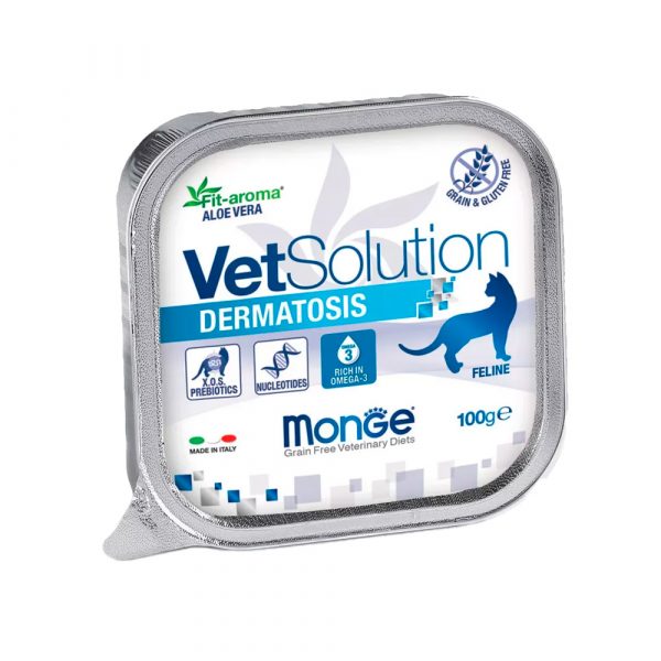 Ветеринарная диета Monge VetSolution Cat Dermatosis Дерматозис для кошек при заболеваниях кожи, ламистер 100 г