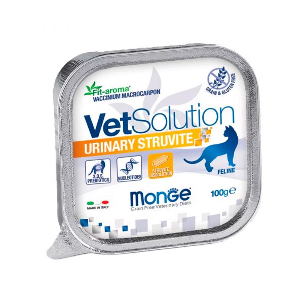 Ветеринарная диета Monge VetSolution Cat Urinary Struvite Уринари Струвит для кошек при заболеваниях мочеполовой системы и струвитном течении МКБ, ламистер 100г