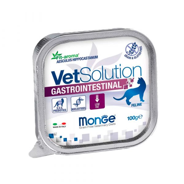 Ветеринарная диета Monge VetSolution Cat Gastrointestinal гастро интестинал для кошек при заболеваниях ЖКТ, ламистер 100 г
