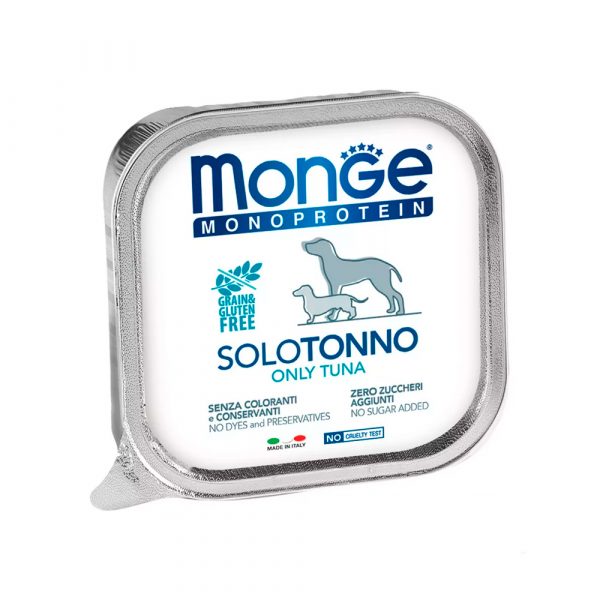 Влажный корм Monge Dog Monoprotein для собак, паштет из тунца, ламистер 150 г