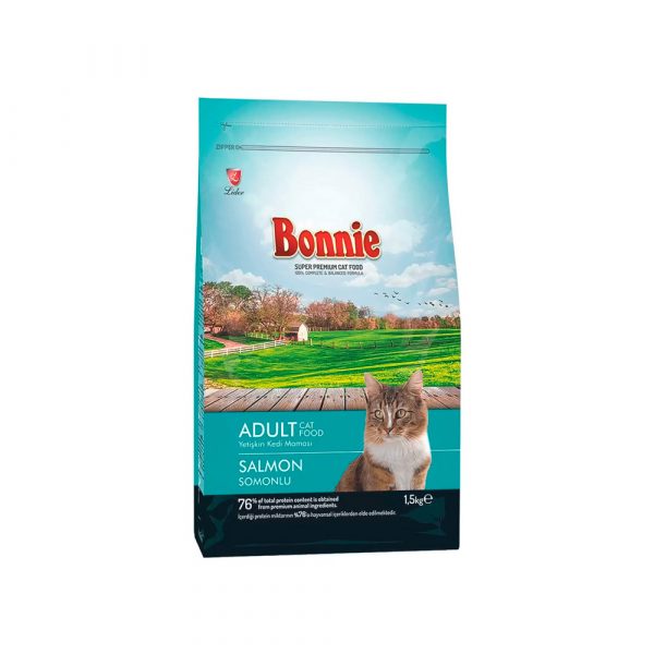БОННИ BONNIE сухой корм для кошек, с лососем, 1,5 кг