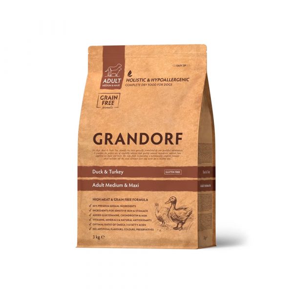 Grandorf Adult Medium&Maxi Duck&Turkey Сухой корм для собак средних и крупных пород, Утка и Индейка 3кг