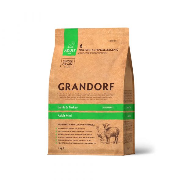 Grandorf Dog Mini Lamb&Turkey Сухой корм для собак мини пород, Ягнёнок с Индейкой 3кг