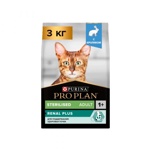 Pro Plan. Корм сух. полнорац. д/взр. стерилиз.х кошек и кастрированных котов, с кроликом 3 кг