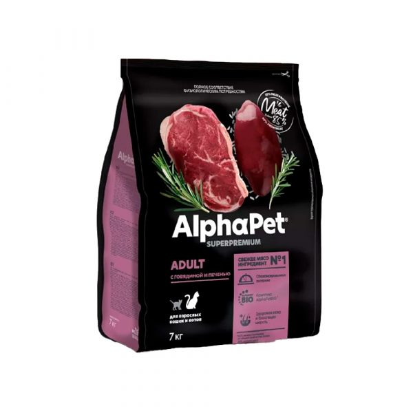 AlphaPet Superpremium Сухой корм для кошек Говядина и Печень 7кг