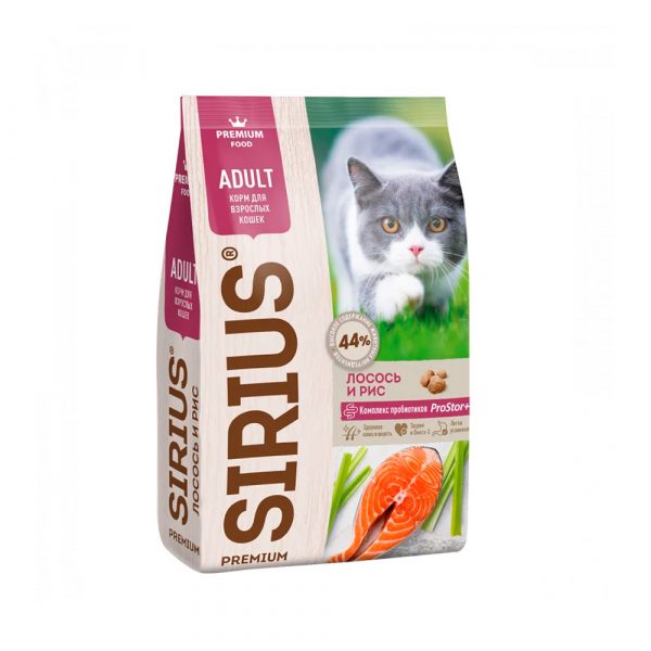 Sirius Сухой корм для кошек, Лосось и Рис 400гр
