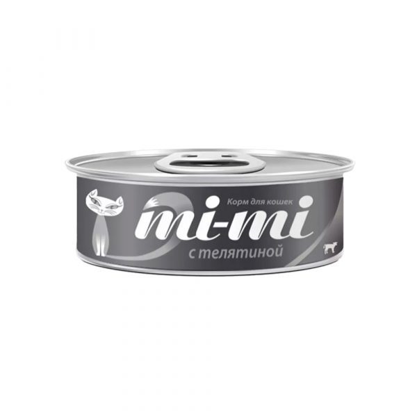 Влажный корм для кошек Mi Mi с телятиной 80гр * 6 шт.