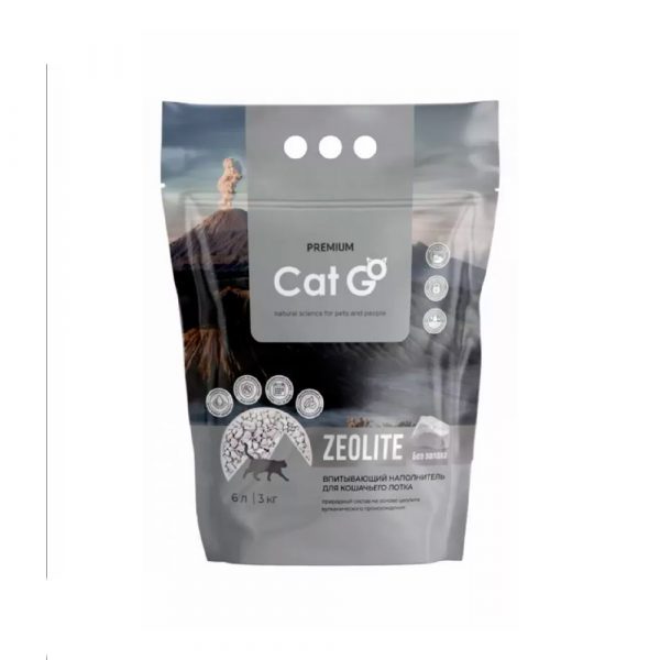 Наполнитель д/кош.туалета Cat Go ZEOLITE Впитывающий ЦЕОЛИТ Без запаха 6л (3кг)
