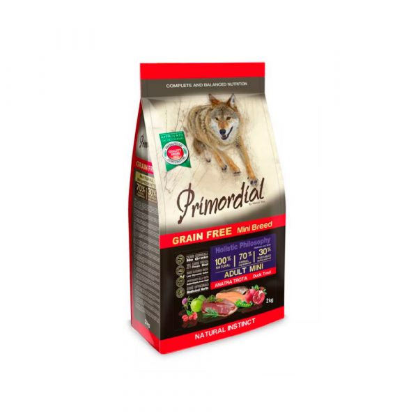 Primordial Adult Mini Trout & Duck Д/взрослых собак мелких пород с форелью и уткой (форель - 35%, утка - 25%) 2 кг.
