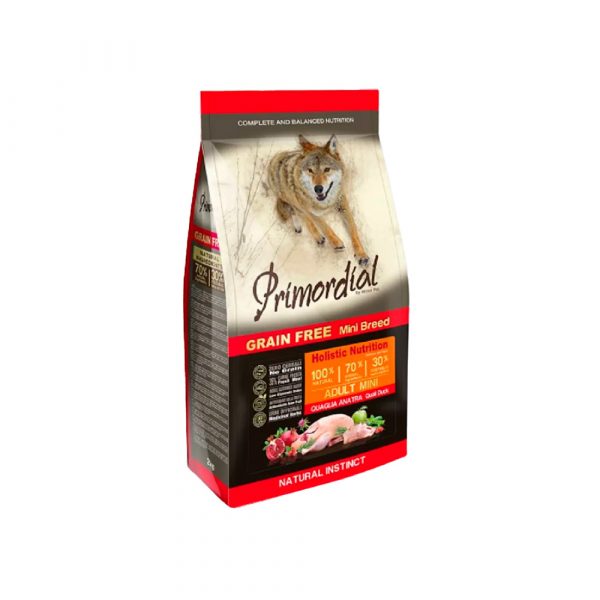 Primordial Adult Mini Quail & Duck Д/взрослых собак мелких пород с перепёлкой и уткой (утка - 35%, перепёлка - 25%) 2 кг.