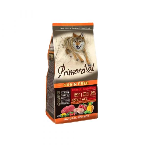 Primordial Adult Buffalo & Mackerel Д/взрослых собак всех пород с буйволом и скумбрией (скумбрия - 35%, буйвол - 18%) 2 кг.