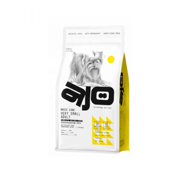 AJO Dog Very Small Adult Сухой корм для собак миниатюрных пород, Индейка, Ягненок и Гречка 1.5кг
