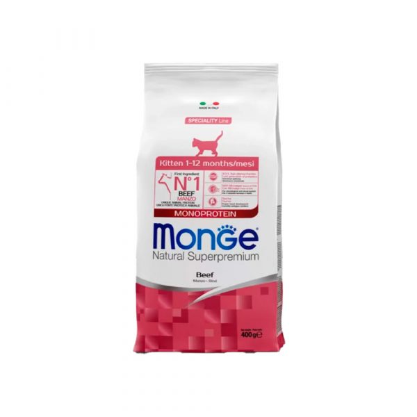 Сухой корм Monge Cat Speciality Line Monoprotein для котят и беременных кошек, из говядины 0,4