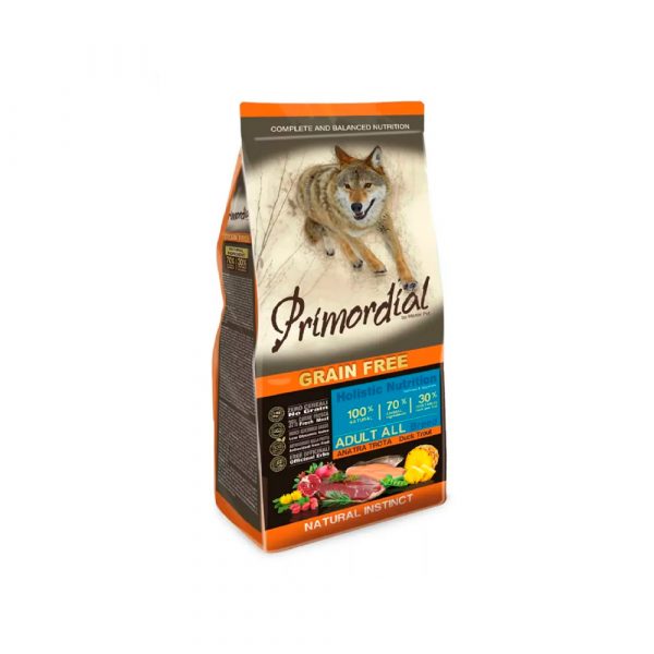 Primordial Adult Trout & Duck Д/взрослых собак всех пород с форелью и уткой (форель - 35%, утка - 25%) 12 кг