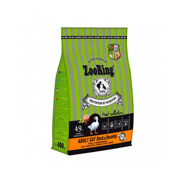 Zooring Sterilized CAT Max TURKEY&Duck&Lingonberry 0,4 кг