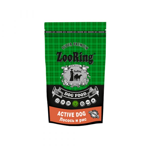 ZooRing Active Dog Лосось и рис 2 кг