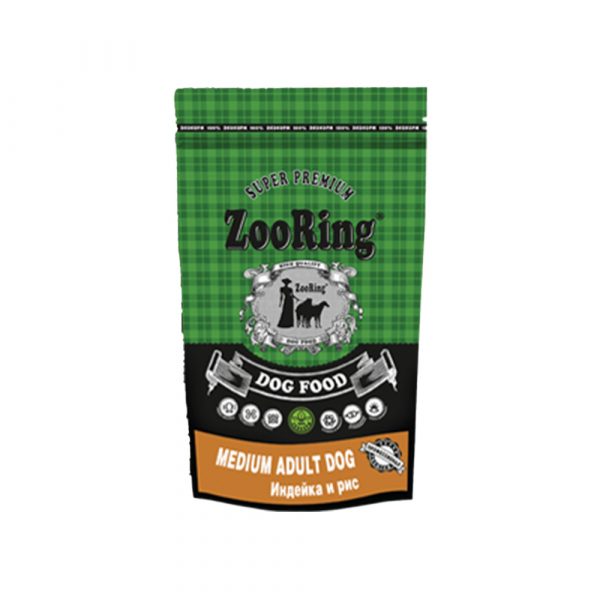 ZooRing Medium Adult Dog Индейка и рис 2 кг