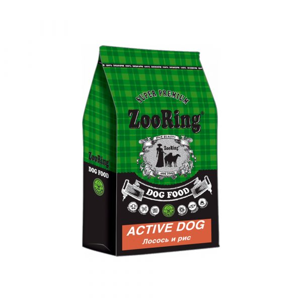 ZooRing Active Dog Лосось и рис 10 кг