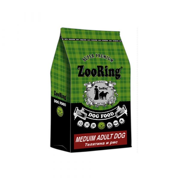 ZooRing Medium Adult Dog Телятина и рис 10кг