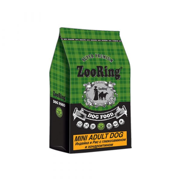 ZooRing Mini Adult Dog Индейка и рис 10 кг