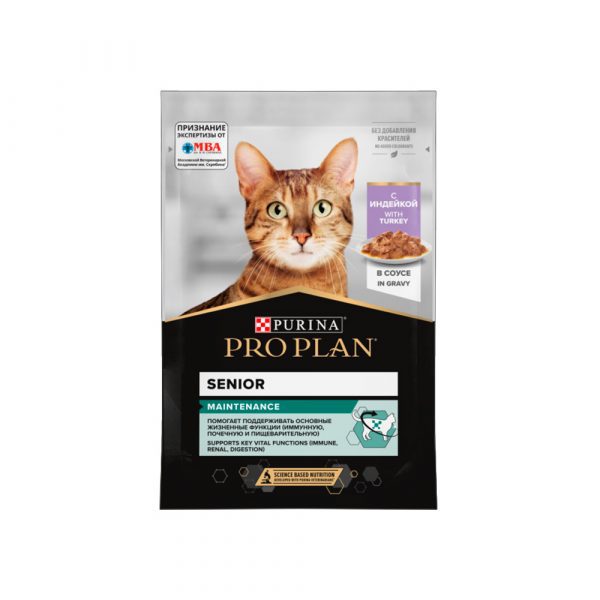 Purina Pro Plan Adult 7+ Feline with Turkey в соусе 85г влажный корм кошек