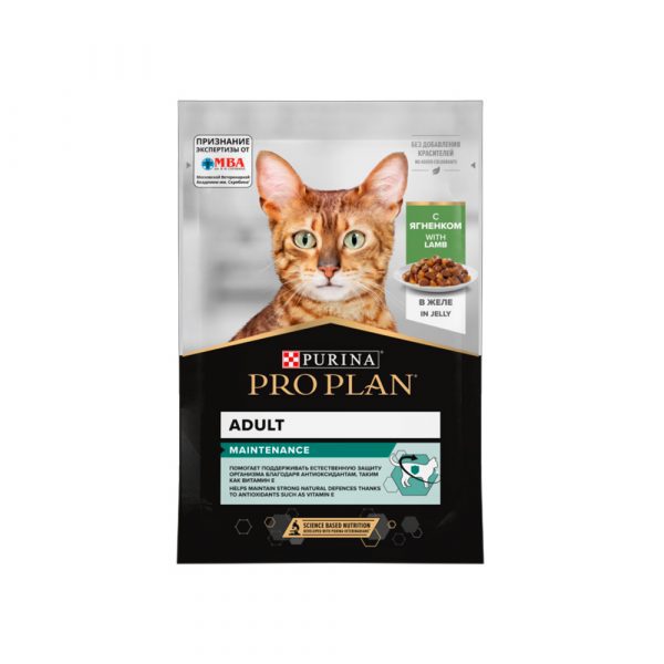 Purina Pro Plan Adult Feline with Lamb pouch в желе 85г влажный корм кошки