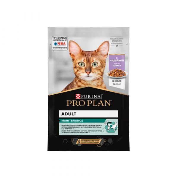 Purina Pro Plan Adult Feline with Turkey желе pouch 85гр влажный корм кошки