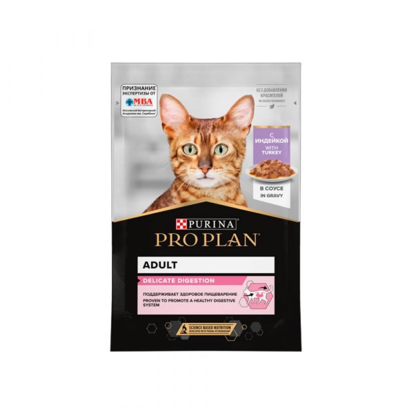 Purina Pro Plan NutriSavour Delicate Feline with Turkey pouch в соусе 85гр влажный корм кошки
