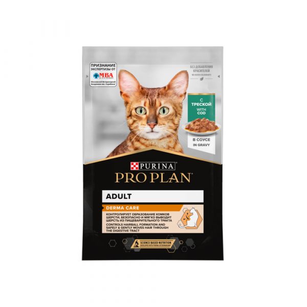 Purina Pro Plan NutriSavour Derma Plus с треской в соусе 85г влажный корм кошки