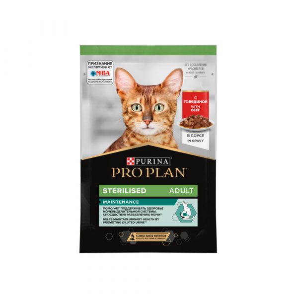 Purina Pro Plan д/стерил.кошек говядина в соусе 85гр влажный корм кошки