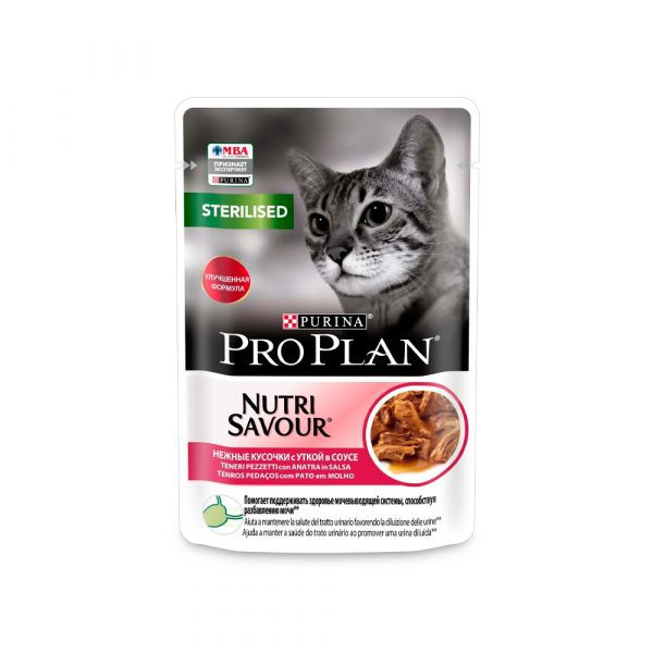 Purina Pro Plan NutriSavour Sterilised Feline with Duck pouch в соусе 85г влажный кошки