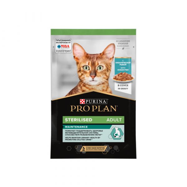 Purina Pro Plan для стерил.кошек Рыба в соусе 85гр влажный корм кошки