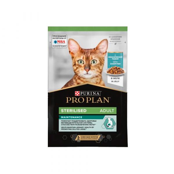 Purina Pro Plan для стерил.кошек, Рыба в желе 85гр влажный кошки