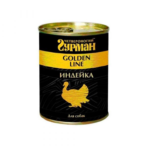 Четвероногий гурман Golden line Влажный корм для собак Индейка натуральная в желе 525гр