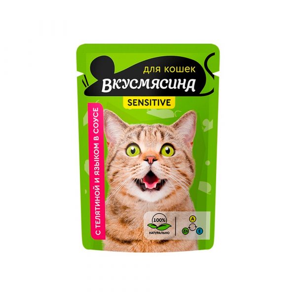 Вкусмясина Влаж корм дкош с чувс-пищ с Теляти и Языком в соус85г