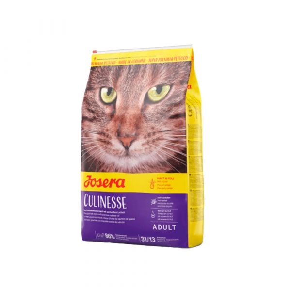 Josera Culinesse (Adult 31/13) для привередливых кошек живущих в помещениях, с добавлением лосося 6%, умеренное содержание жира, сбалансированный состав делает корм вкусным и легкоусвояемым